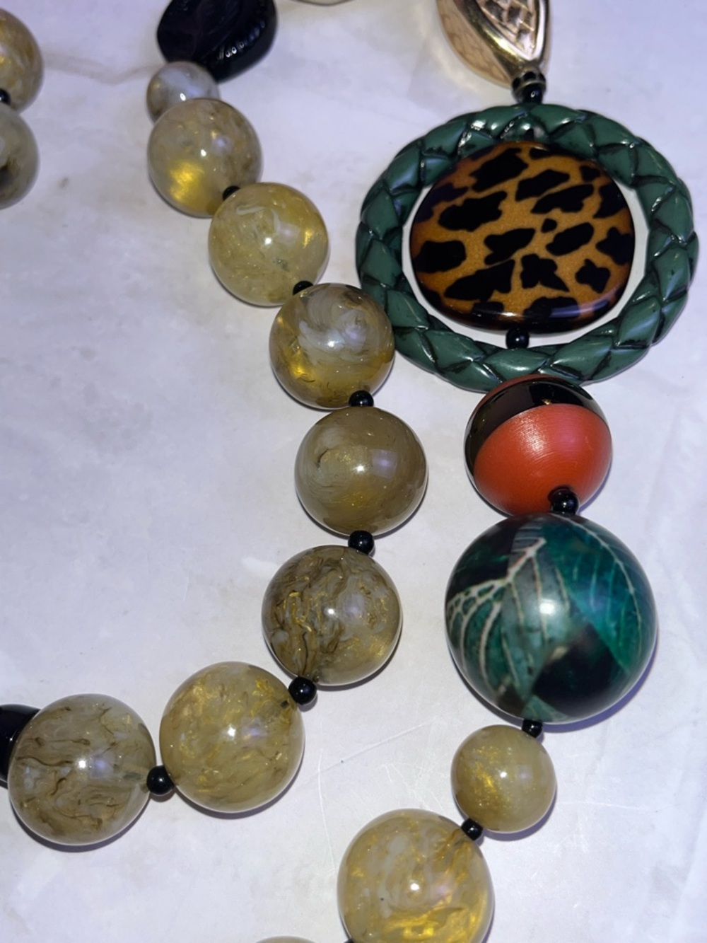 Vintage Angela Caputi Long Resin Necklace RARE HTF - Picture 6 of 15